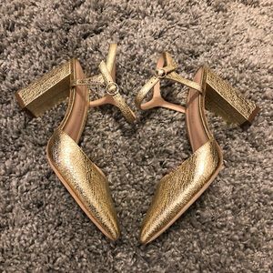 Loeffler Randall Leily Gold Ankle Strap Pump